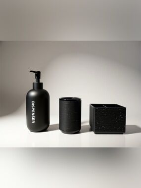 Spense Matte Black Bath Accessory Set with Subtle Speckle